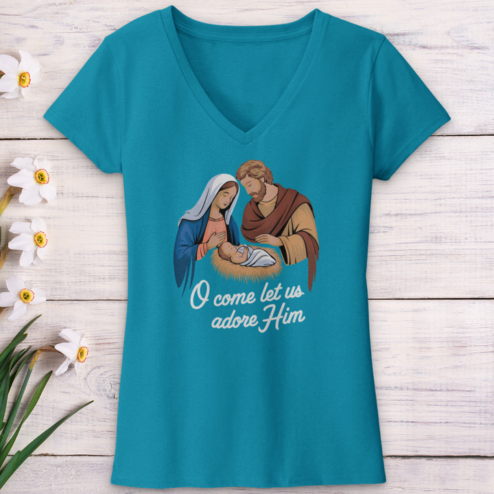 O Come Let Us Adore Him V-Neck Tee