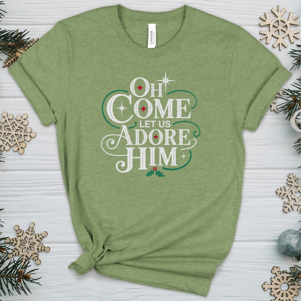 Oh Come Let Us Adore Him Heathered Tee