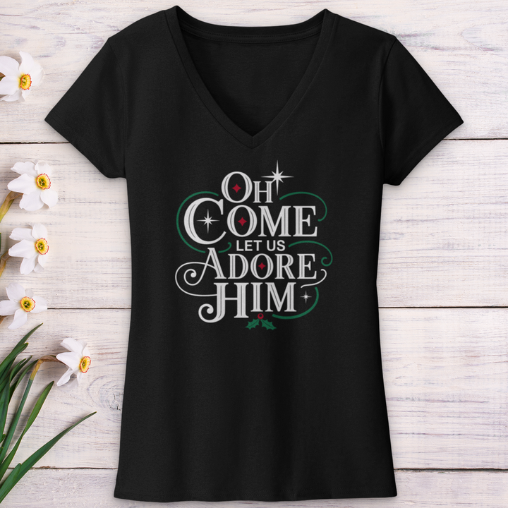 Oh Come Let Us Adore Him V-Neck Tee