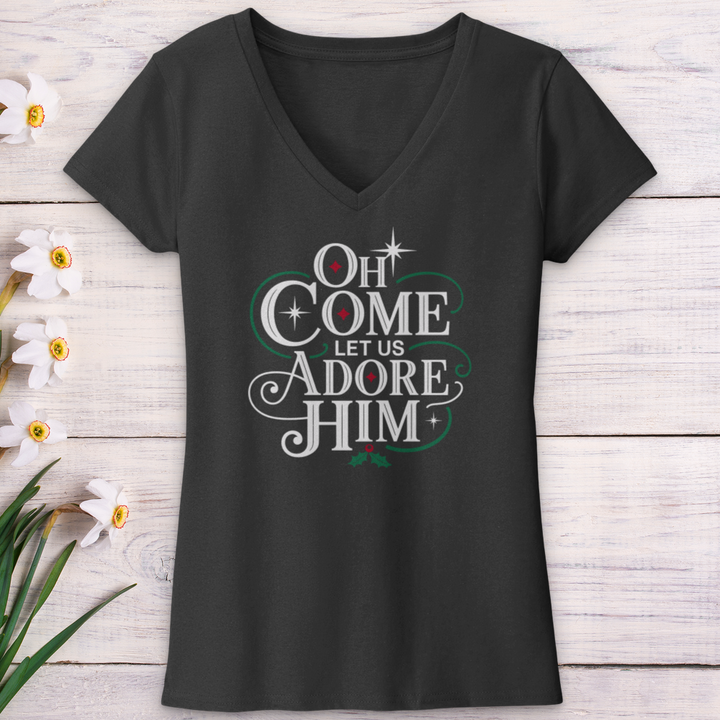 Oh Come Let Us Adore Him V-Neck Tee