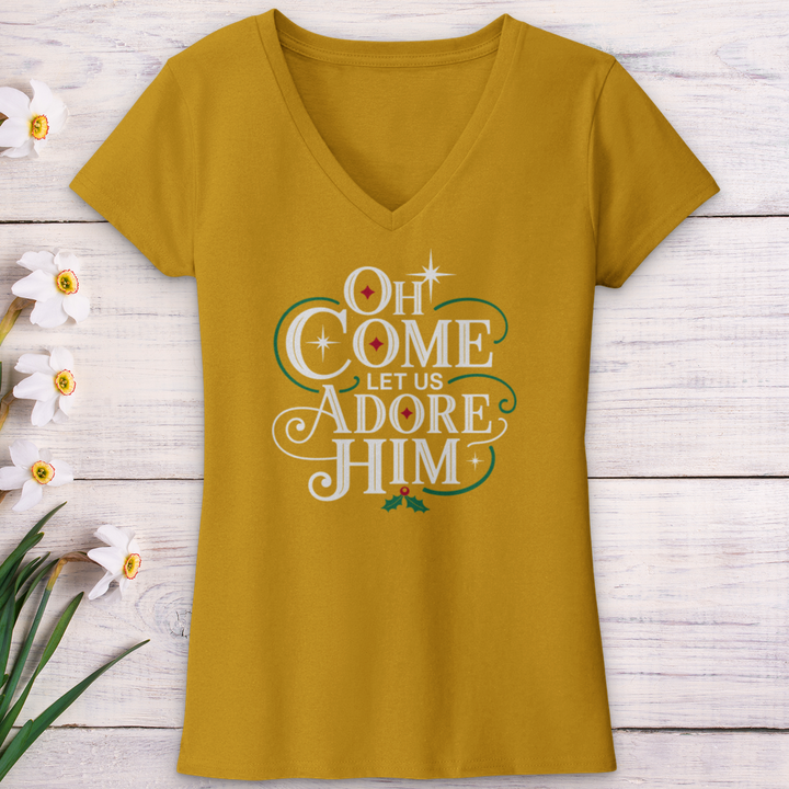 Oh Come Let Us Adore Him V-Neck Tee