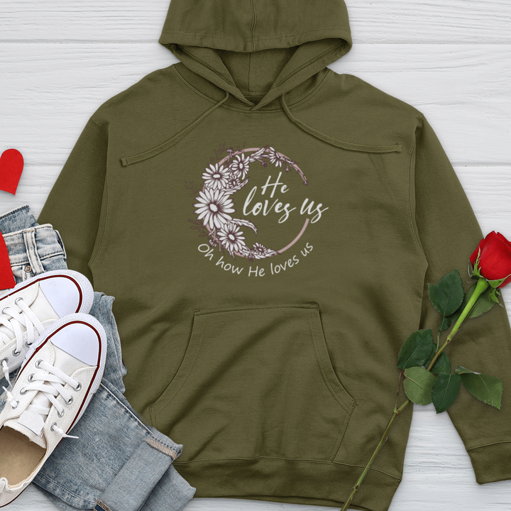 Oh How He Loves Us Midweight Hooded Sweatshirt