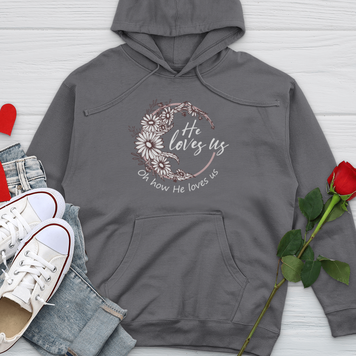 Oh How He Loves Us Midweight Hooded Sweatshirt