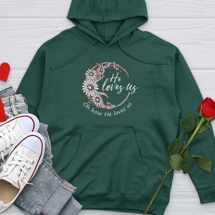 Oh How He Loves Us Midweight Hooded Sweatshirt