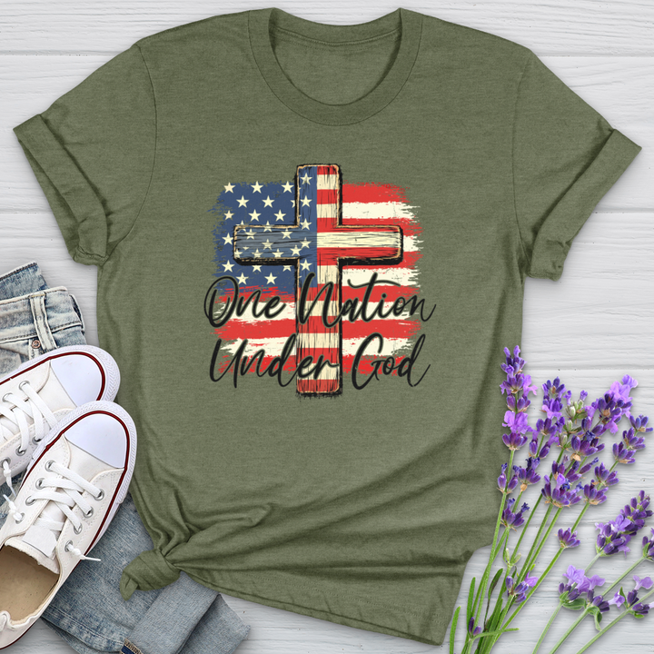 One Nation Under God USA Flag Softstyle Tee