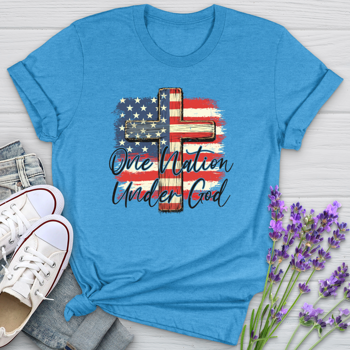 One Nation Under God USA Flag Softstyle Tee