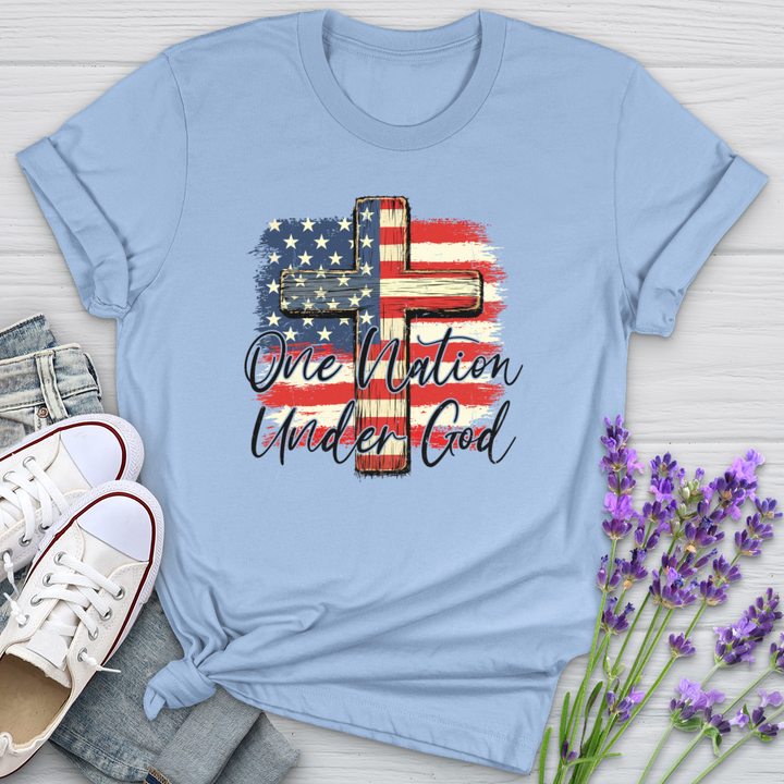 One Nation Under God USA Flag Softstyle Tee