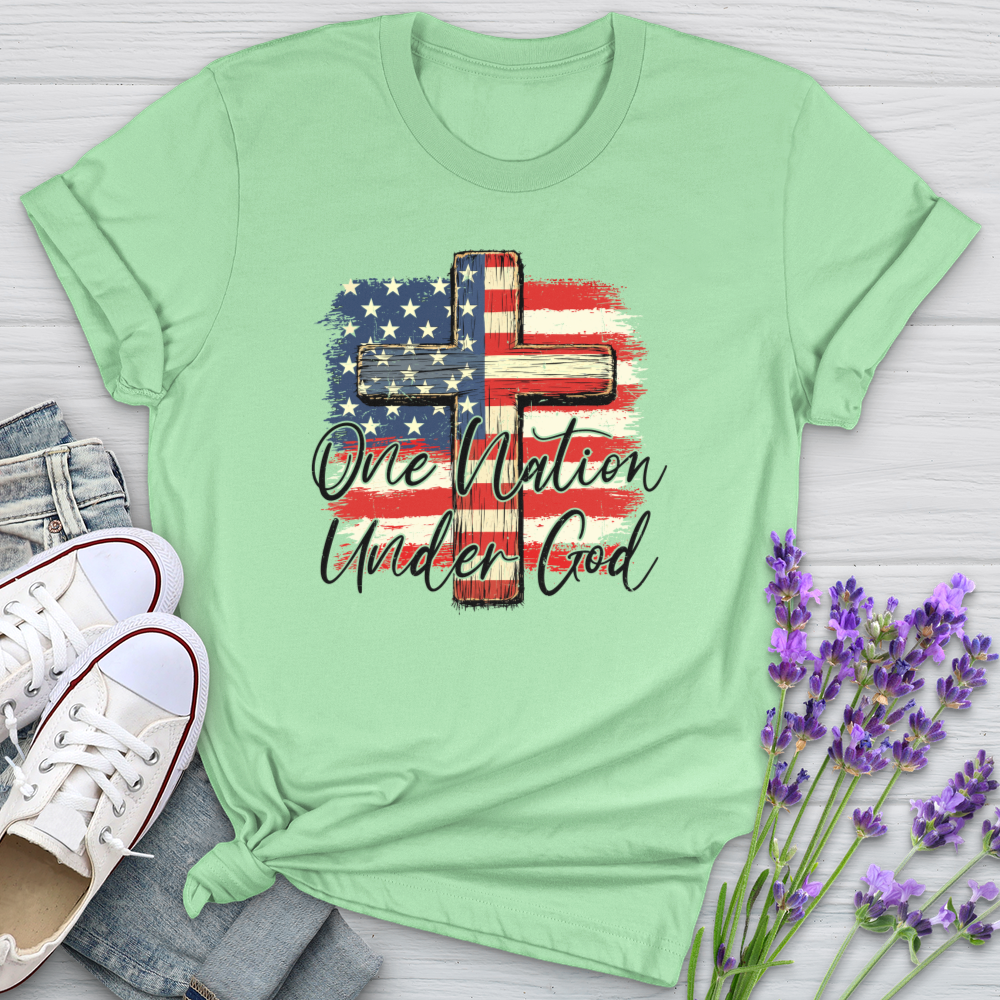 One Nation Under God USA Flag Softstyle Tee