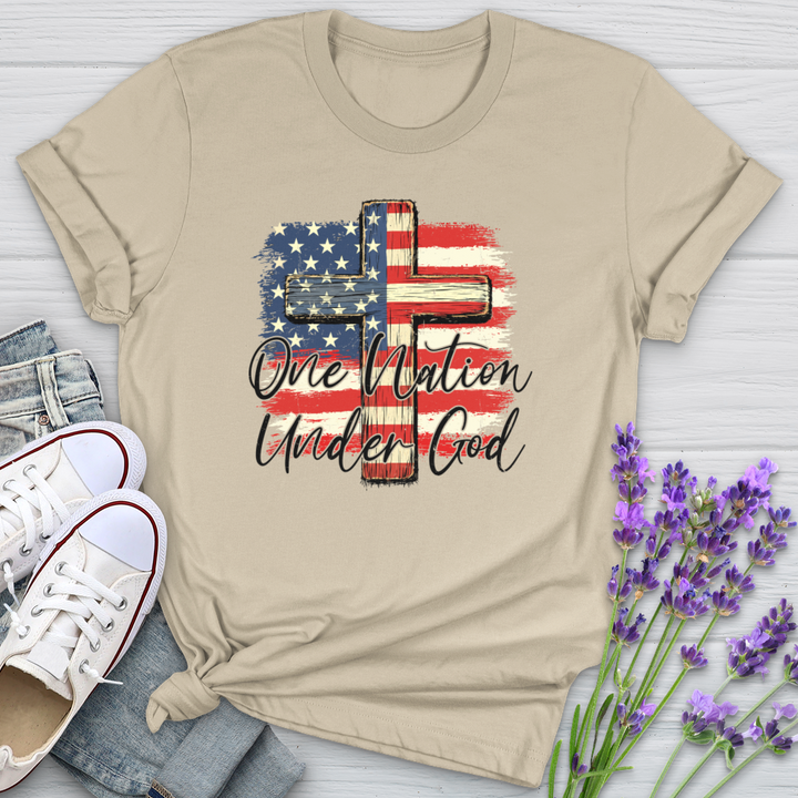 One Nation Under God USA Flag Softstyle Tee