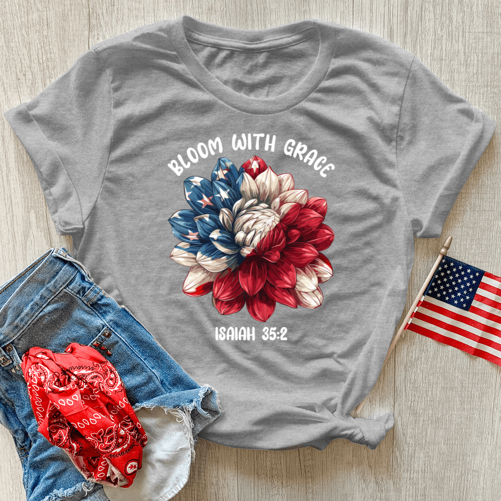 Patriotic Bloom Emblem Heathered Tee