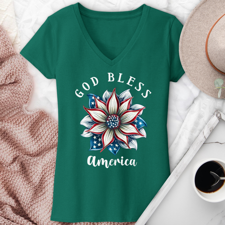 Patriotic Bloom Unity V-Neck Tee