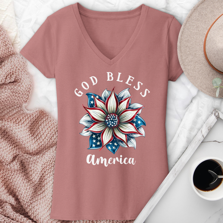 Patriotic Bloom Unity V-Neck Tee