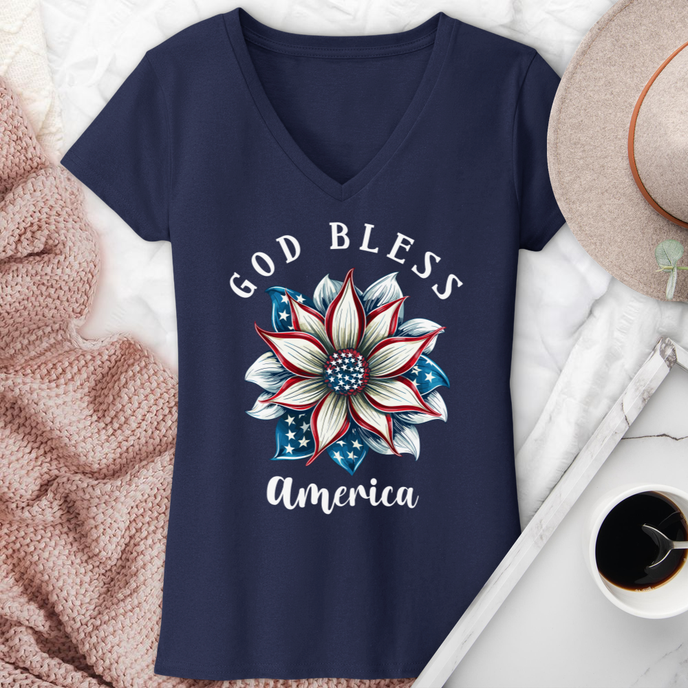 Patriotic Bloom Unity V-Neck Tee