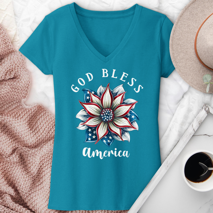 Patriotic Bloom Unity V-Neck Tee