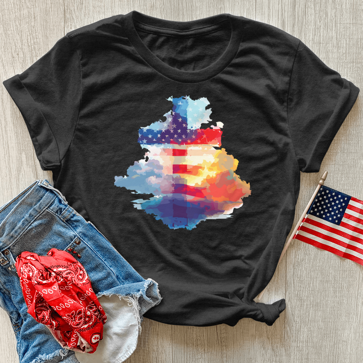 Patriotic Faith Skies Heathered Tee