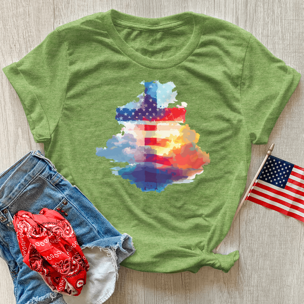 Patriotic Faith Skies Heathered Tee