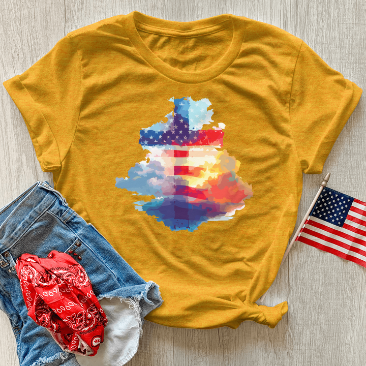 Patriotic Faith Skies Heathered Tee