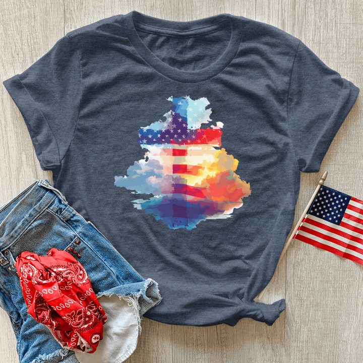 Patriotic Faith Skies Heathered Tee