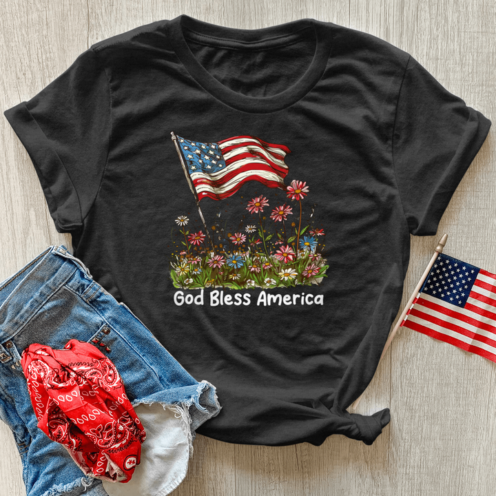 Patriotic Floral Breeze Heathered Tee