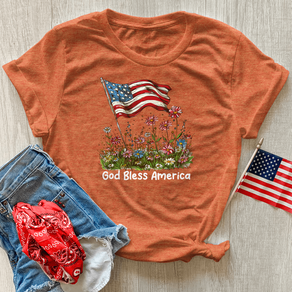 Patriotic Floral Breeze Heathered Tee