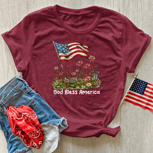 Patriotic Floral Breeze Heathered Tee