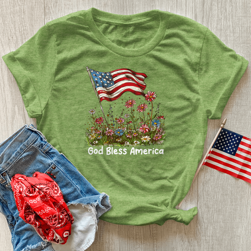 Patriotic Floral Breeze Heathered Tee