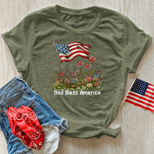 Patriotic Floral Breeze Heathered Tee