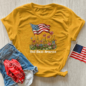 Patriotic Floral Breeze Heathered Tee