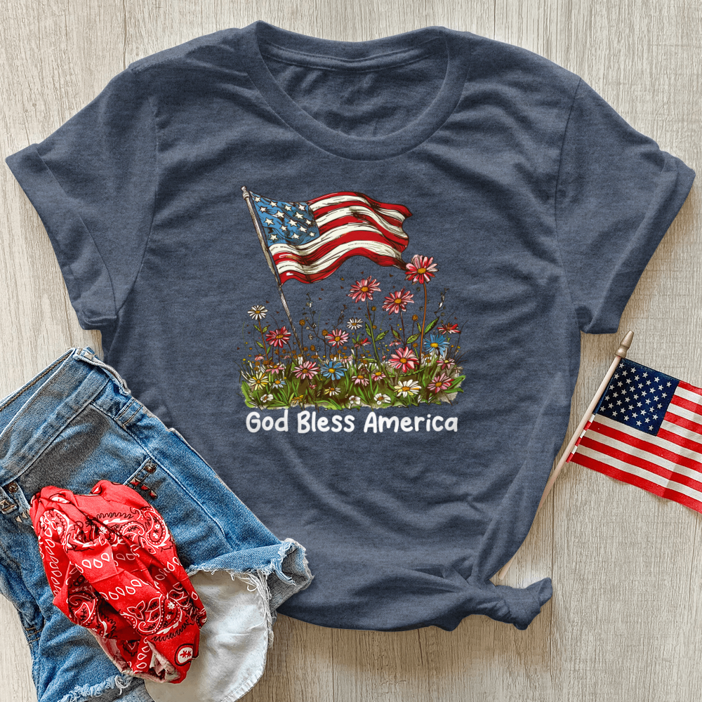 Patriotic Floral Breeze Heathered Tee