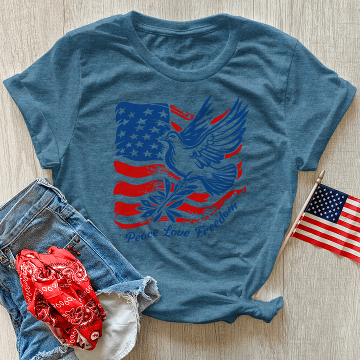 Patriotic Peace Dove Heathered Tee