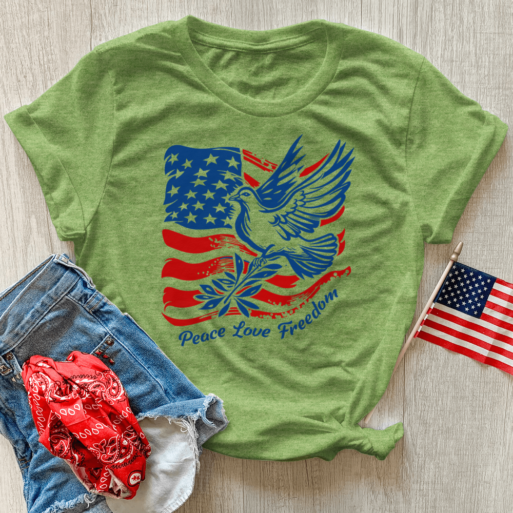 Patriotic Peace Dove Heathered Tee