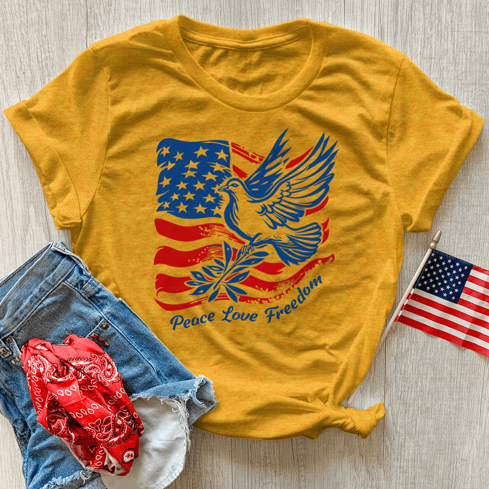 Patriotic Peace Dove Heathered Tee