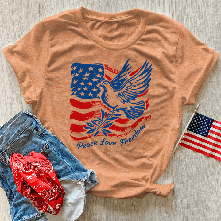 Patriotic Peace Dove Heathered Tee