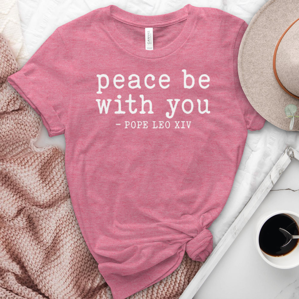 Peace Be With You Pope Leo XIV Heathered Tee