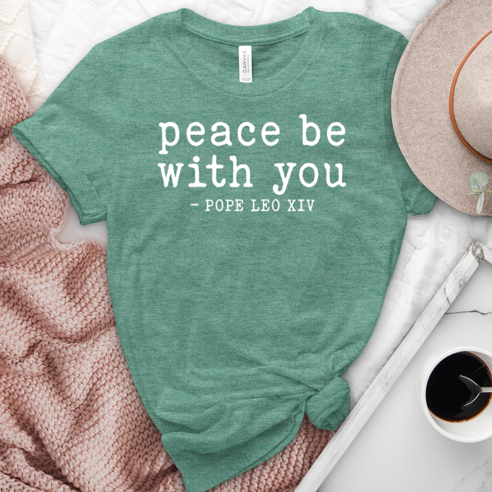 Peace Be With You Pope Leo XIV Heathered Tee