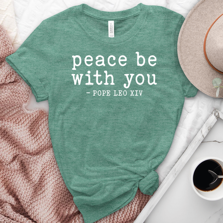 Peace Be With You Pope Leo XIV Heathered Tee