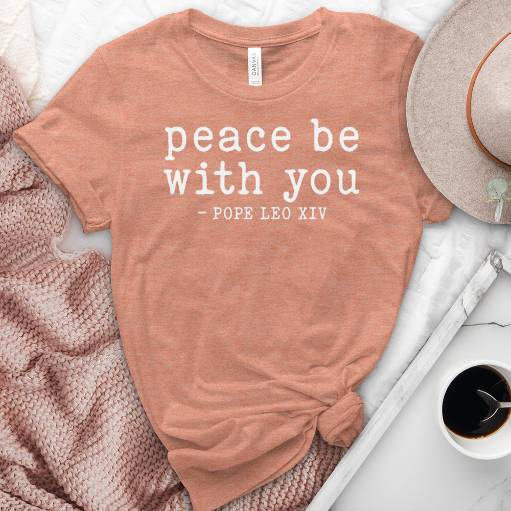 Peace Be With You Pope Leo XIV Heathered Tee