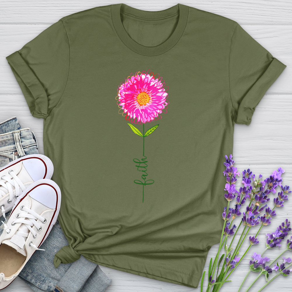 Pink Faith Flower Softstyle Tee