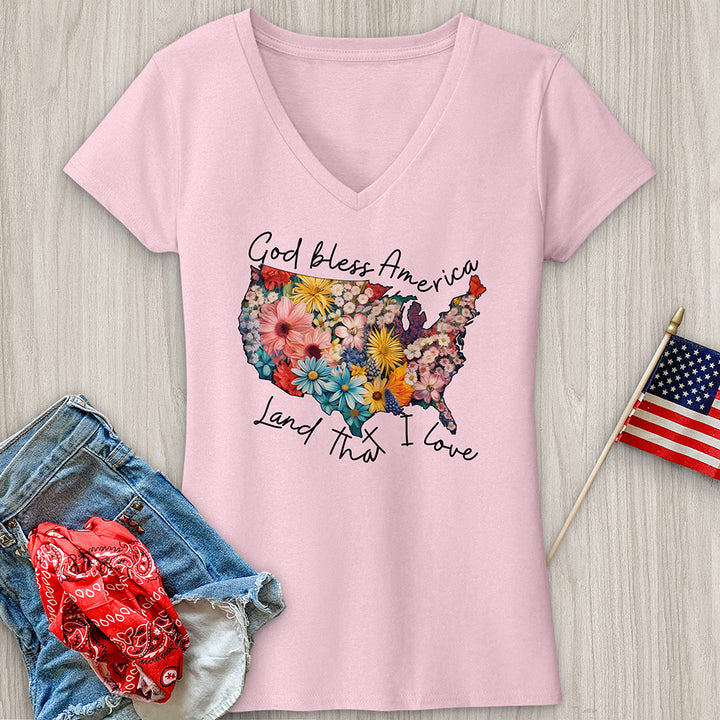 Land That I Love Flower V-Neck Tee