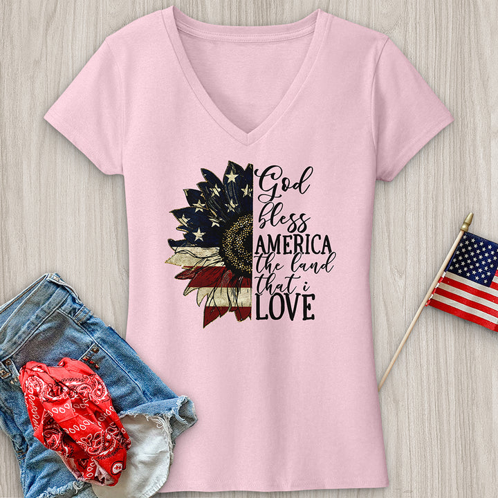 Land That I love Sunflower V-Neck Tee