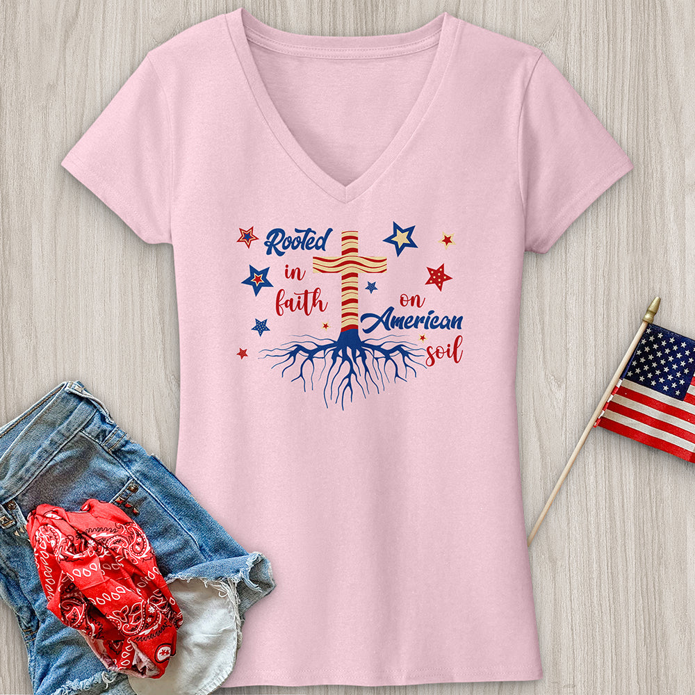 Rooted In Faith American Soil V-Neck Tee