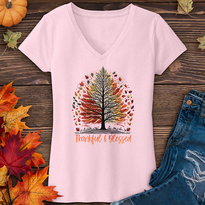 Thankful Blessed Woodland Journey V-Neck Tee