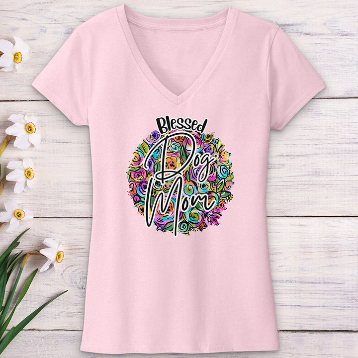 Blessed Dog Mom V-Neck Tee