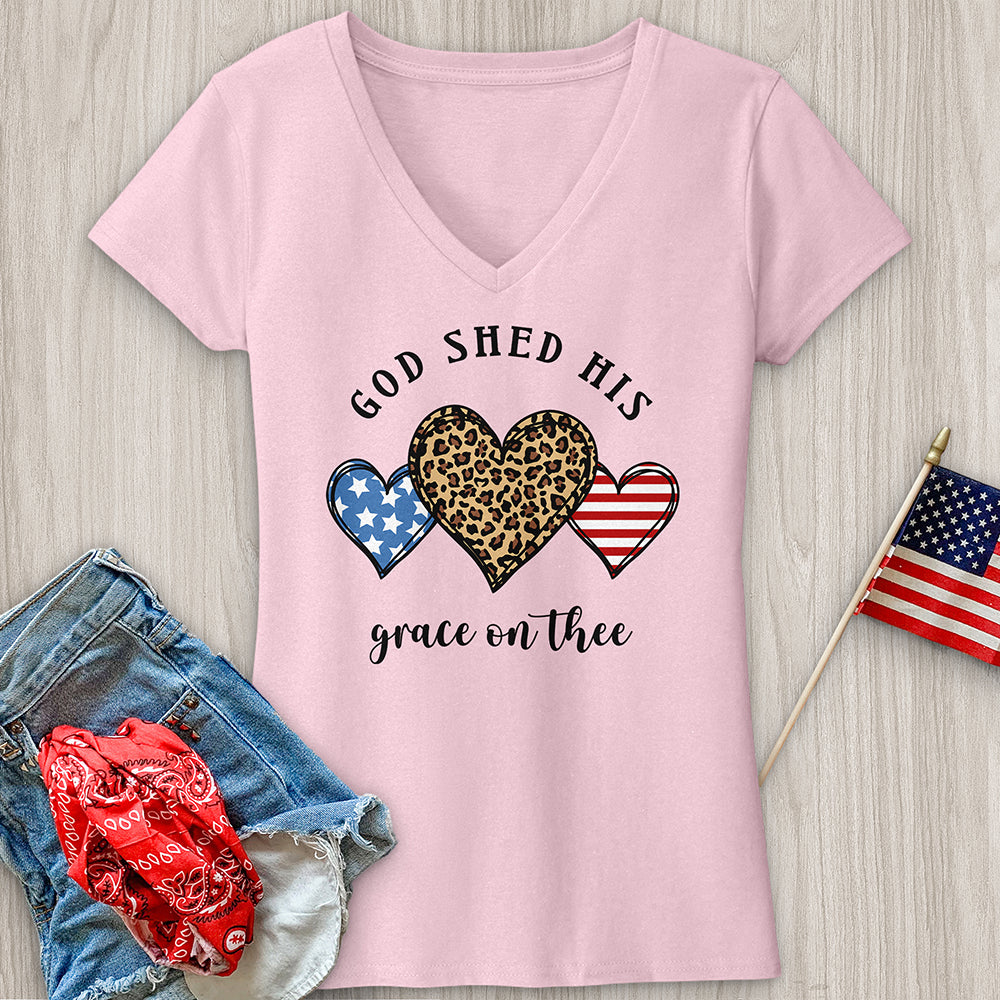 American Flag Heart V-Neck Tee