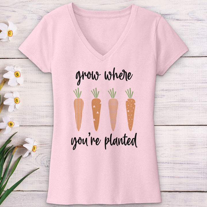 Grow Where You're Planted Carrots V-Neck Tee