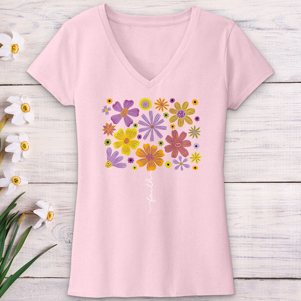 Faith Flower Set V-Neck Tee