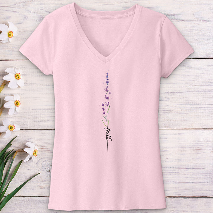 Faith Lavender Flower V-Neck Tee