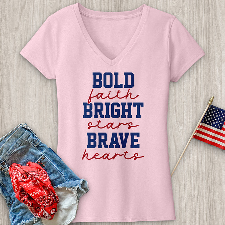 Bold Faith Bright Stars V-Neck Tee