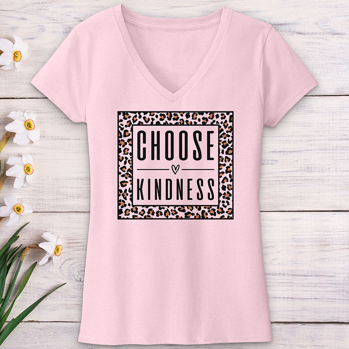 Choose Kindness Leopard V-Neck Tee