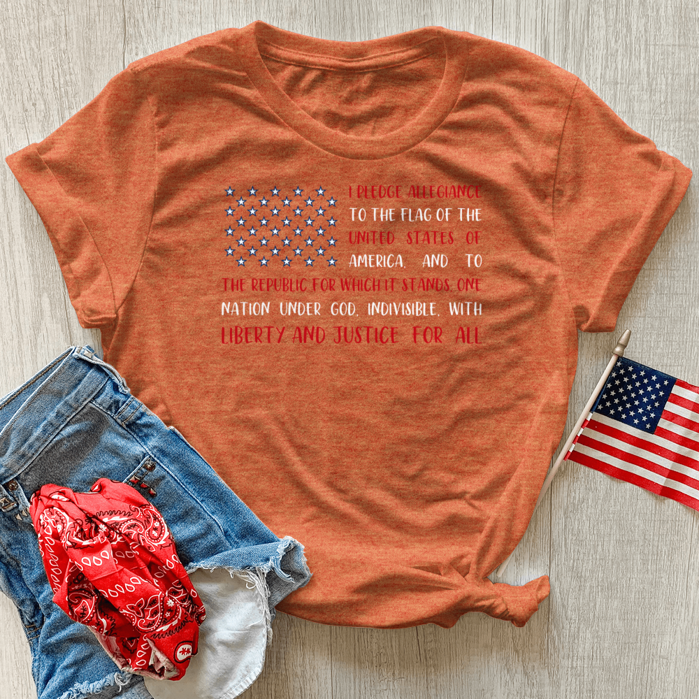 Pledge of Allegiance Flag Heathered Tee